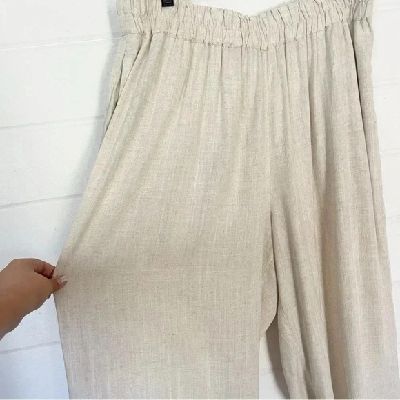 EUC Black Tape_ High Waist Wide Leg Beige Linen Blend Pants Size 2X - Picture 7 of 13